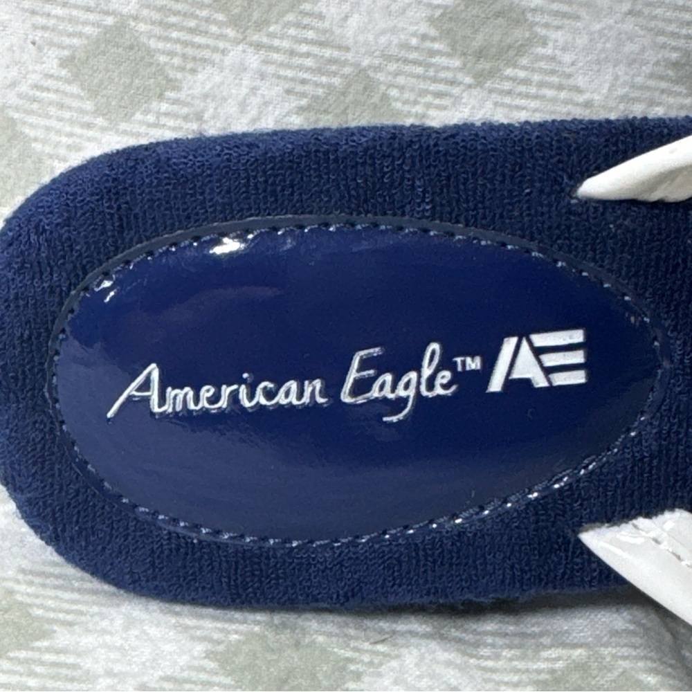 American Eagle Navy & White Wedge Platform Flip Flop Sandals Women Size 10 - Picture 5 of 9